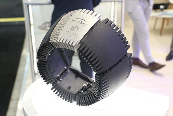 Hewam heat exchanger exposed on Sogeclair aerospace booth at Paris Air Show 2019
